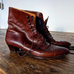 Vintage Women's Ralph Lauren Brown Leather Lace Up Boots Sz 9.5